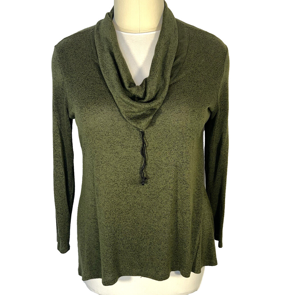 Womens Sweatshirt 2X Heathered Green Cowl Neck